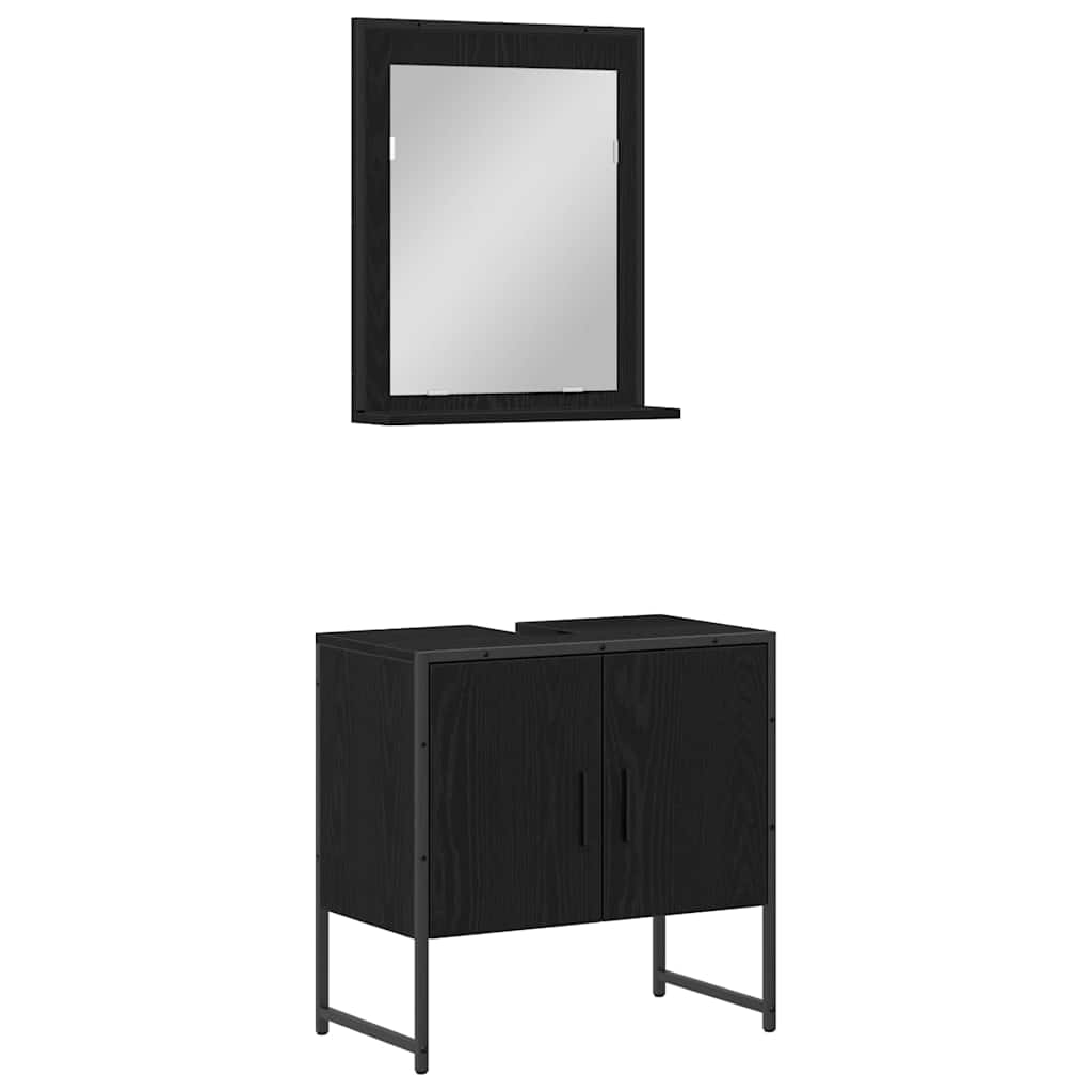 Badeværelsesmøbel sæt med opbevaring 2 pcs Sort 60 x 33 x 60 cm