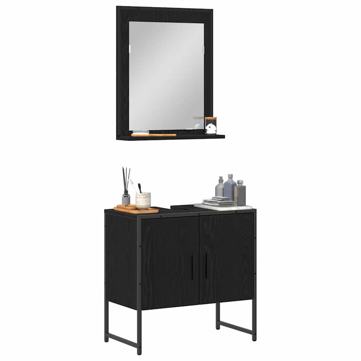 Badeværelsesmøbel sæt med opbevaring 2 pcs Sort 60 x 33 x 60 cm