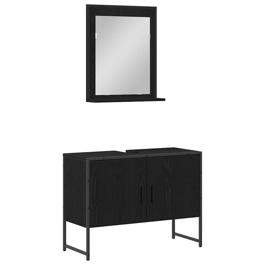 Badeværelsesmøbel sæt med opbevaring 2 pcs Sort 80 x 33 x 60 cm