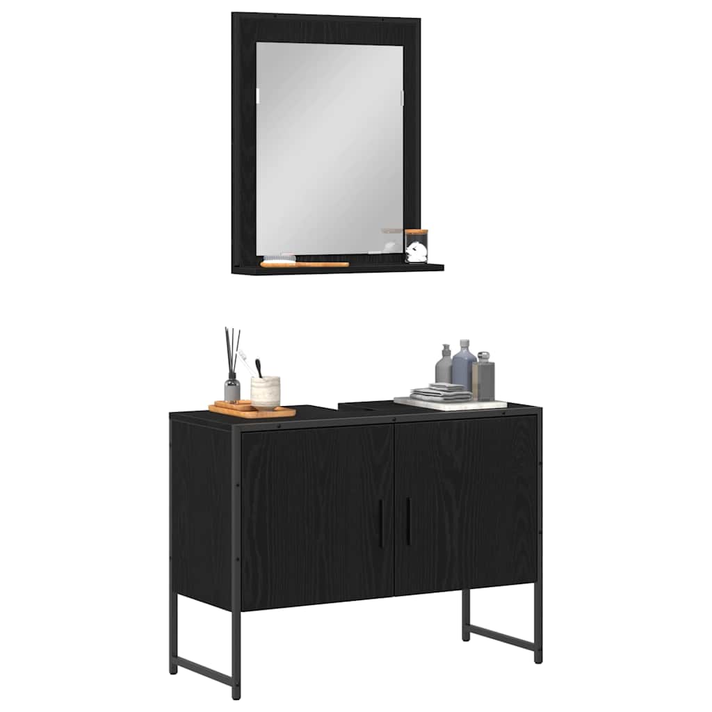 Badeværelsesmøbel sæt med opbevaring 2 pcs Sort 80 x 33 x 60 cm