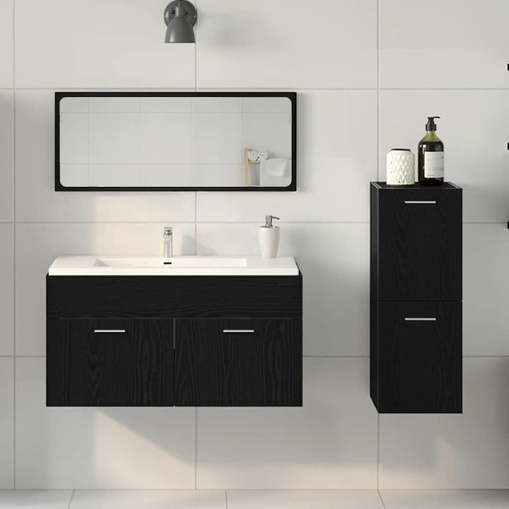 Badeværelsesmøbel Sæt med dør 3 pcs Sort eg 90 x 38.5 x 46 cm