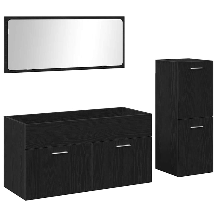 Badeværelsesmøbel Sæt med dør 3 pcs Sort eg 90 x 38.5 x 46 cm