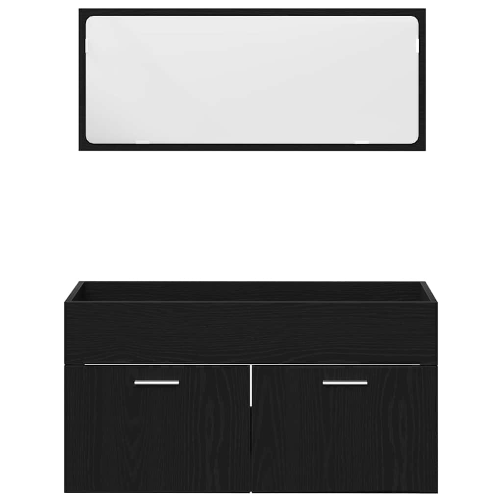 Badeværelsesmøbel Sæt med dør 3 pcs Sort eg 90 x 38.5 x 46 cm