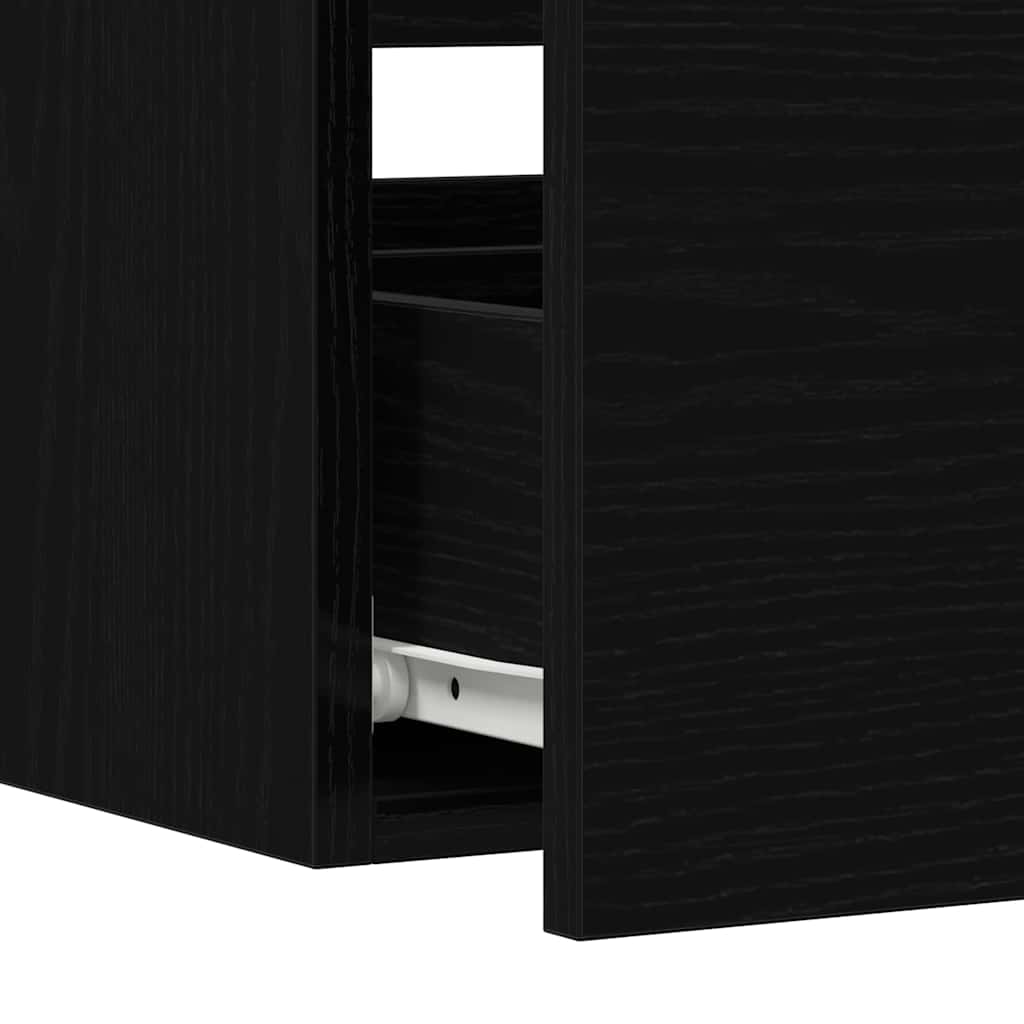 Badeværelsesmøbel sæt med spejl 3 pcs Sort eg 80 x 38.5 x 45 cm