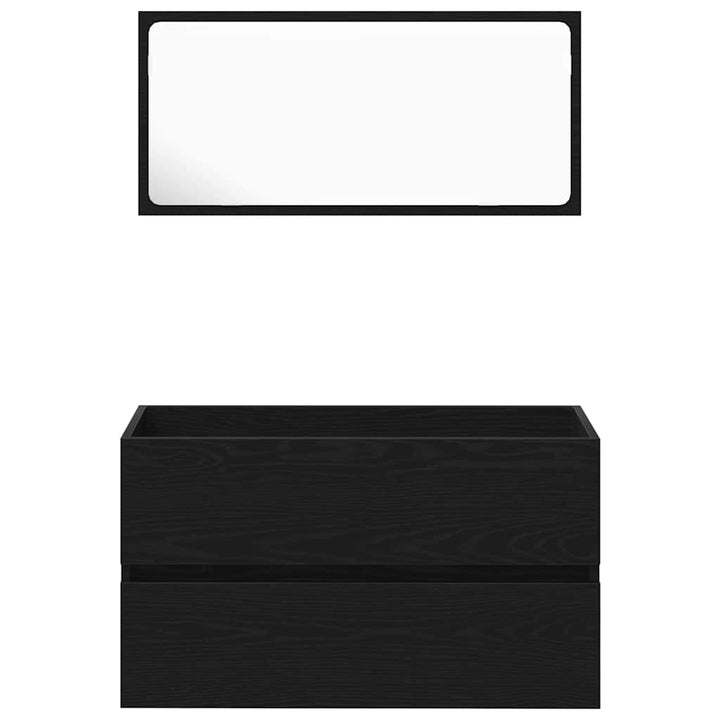 Badeværelsesmøbel sæt med spejl 3 pcs Sort eg 80 x 38.5 x 45 cm