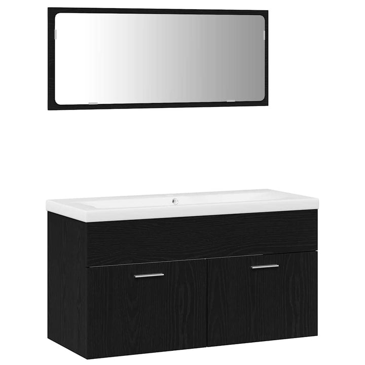 Badeværelsesmøbel sæt med dør 3 pcs Sort eg 90 x 38.5 x 46 cm