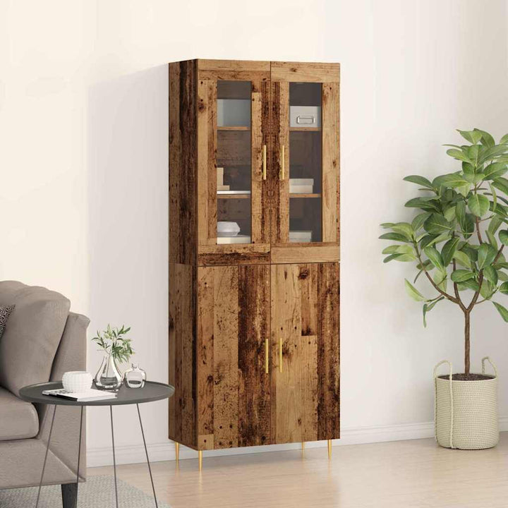 Highboard 2 pcs Gammelt træ 69,5 x 34 x 180 cm Konstrueret træ
