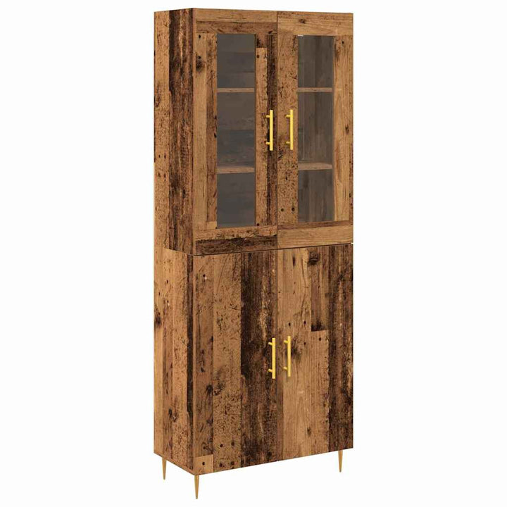 Highboard 2 pcs Gammelt træ 69,5 x 34 x 180 cm Konstrueret træ