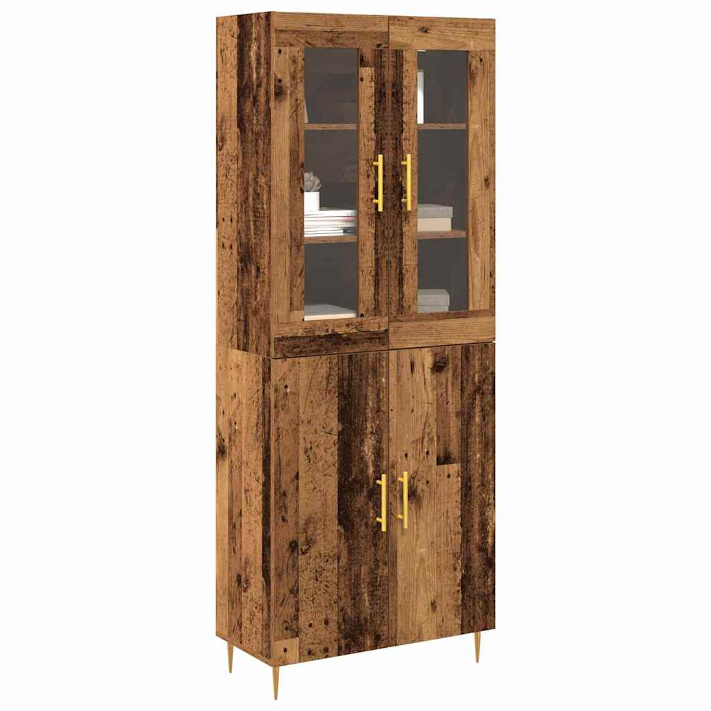 Highboard 2 pcs Gammelt træ 69,5 x 34 x 180 cm Konstrueret træ