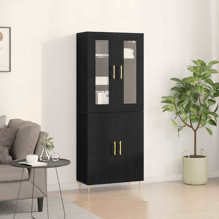 Highboard 2 pcs Sort eg 69,5 x 34 x 180 cm Konstrueret træ