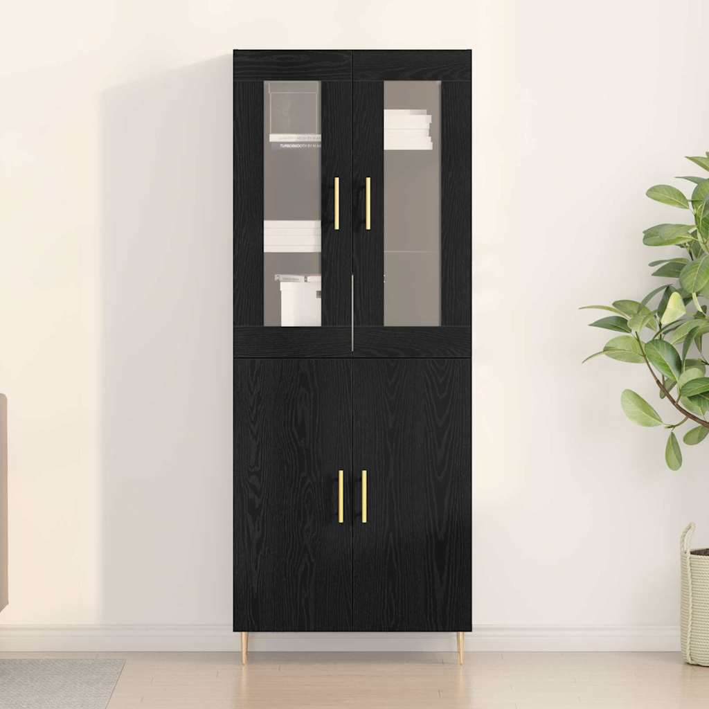 Highboard 2 pcs Sort eg 69,5 x 34 x 180 cm Konstrueret træ