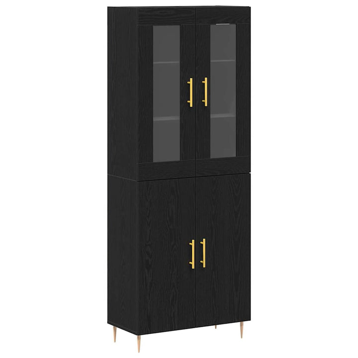 Highboard 2 pcs Sort eg 69,5 x 34 x 180 cm Konstrueret træ