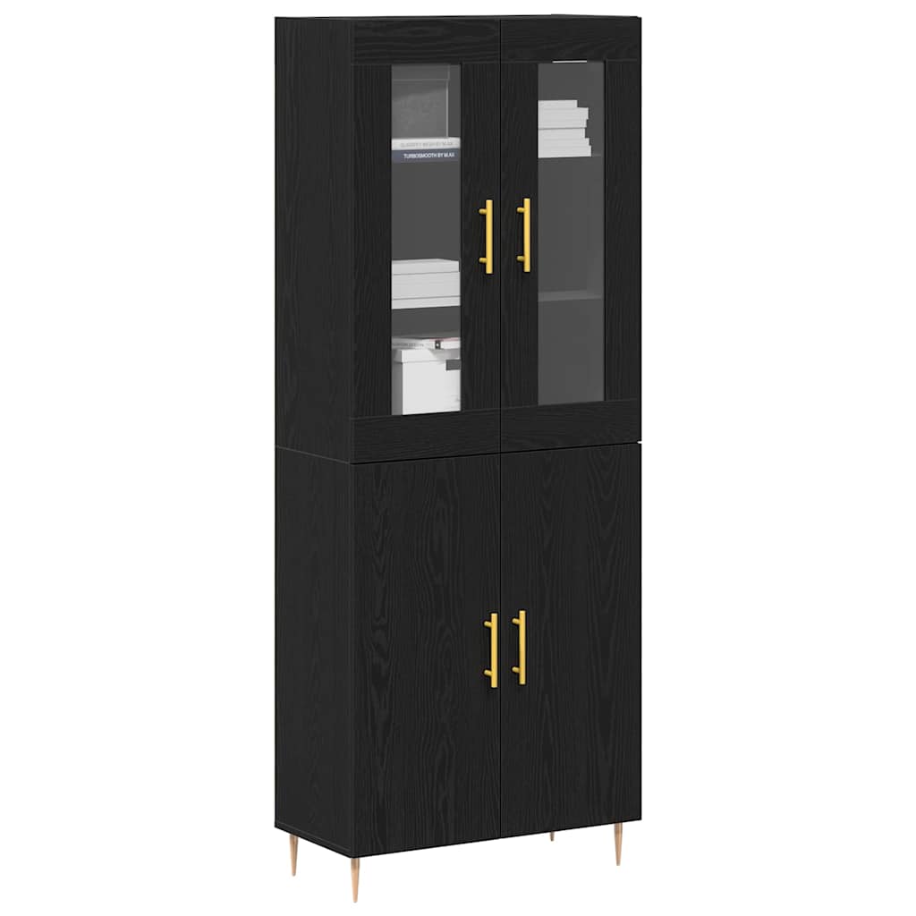 Highboard 2 pcs Sort eg 69,5 x 34 x 180 cm Konstrueret træ