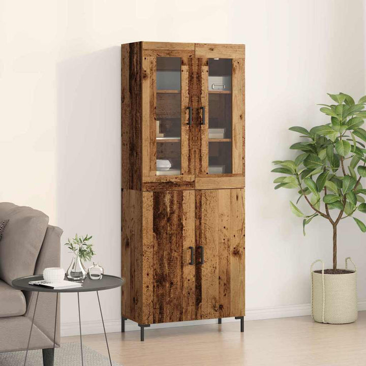 Highboard 2 pcs Gammelt træ 69,5 x 34 x 180 cm Konstrueret træ