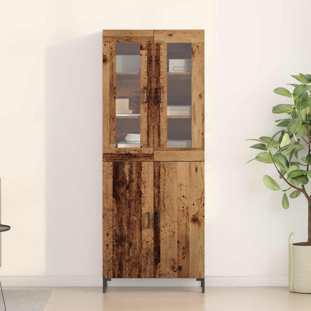 Highboard 2 pcs Gammelt træ 69,5 x 34 x 180 cm Konstrueret træ
