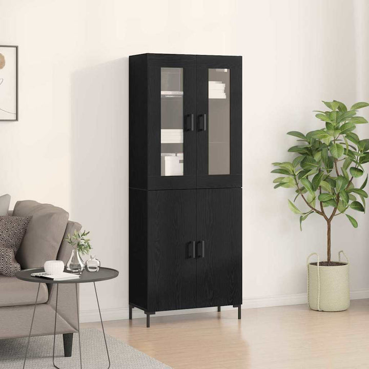 Highboard 2 pcs Sort eg 69,5 x 34 x 180 cm Konstrueret træ
