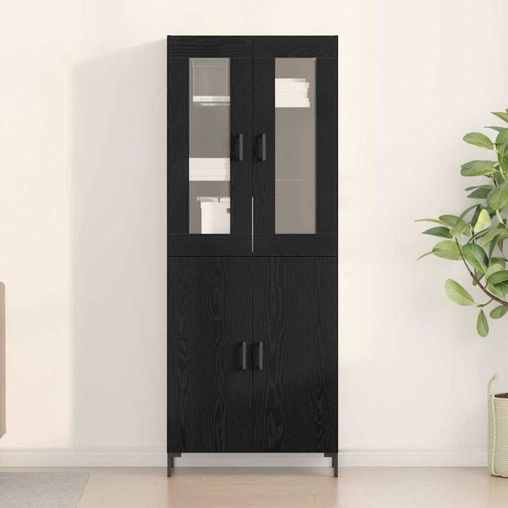 Highboard 2 pcs Sort eg 69,5 x 34 x 180 cm Konstrueret træ