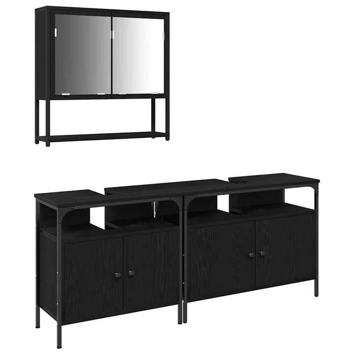 Badeværelsesmøbel sæt med opbevaring 3 pcs Sort 80 x 30 x 60 cm