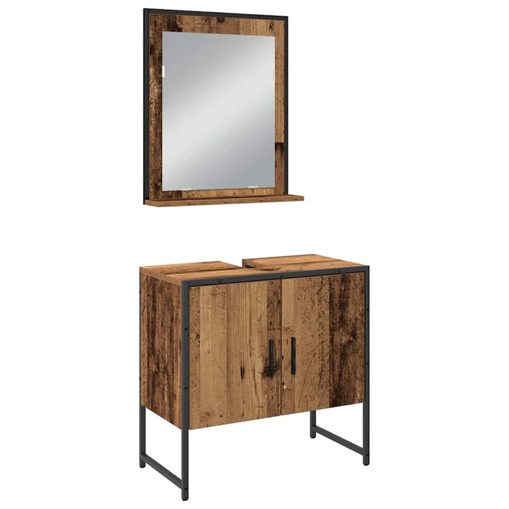 Badeværelsesmøbel sæt med dør 3 pcs Brun 33 x 33 x 102,5 cm