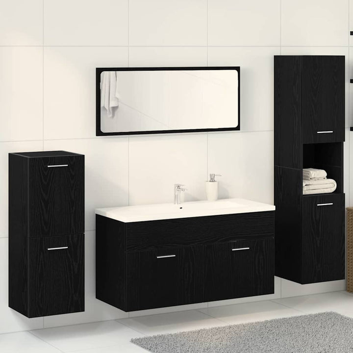 Badeværelsesmøbelsæt Vægmonteret 4 pcs Sort eg 30 x 30 x 130 cm