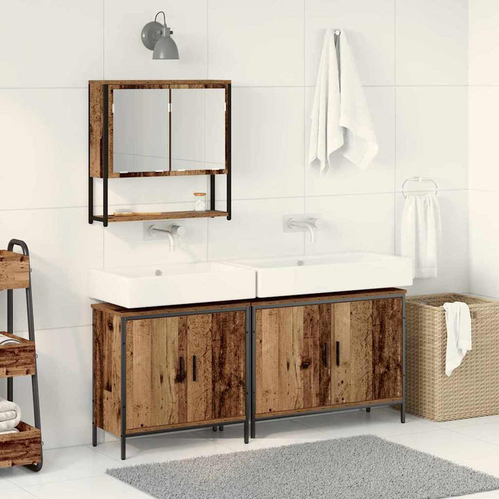 Badeværelsesmøbel sæt med opbevaring 3 pcs Brun 80 x 30 x 44 cm