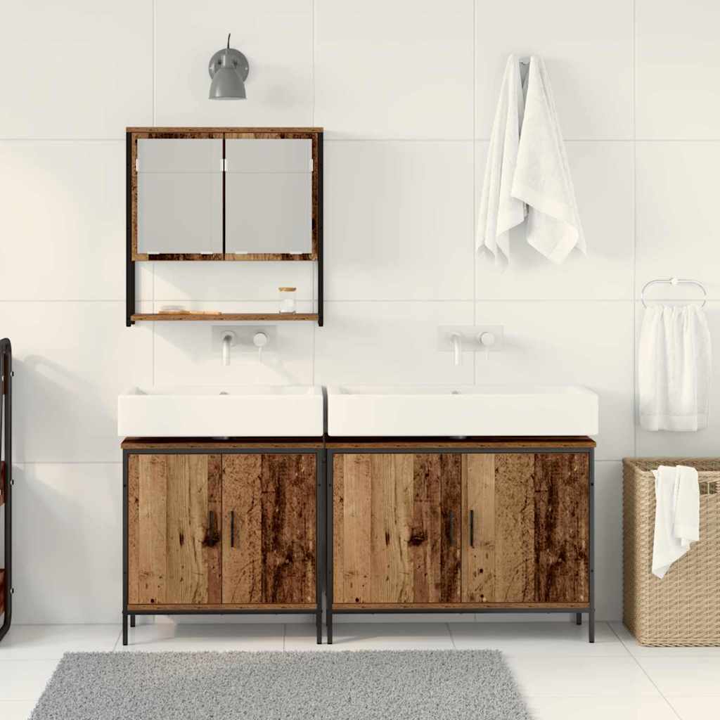 Badeværelsesmøbel sæt med opbevaring 3 pcs Brun 80 x 30 x 44 cm