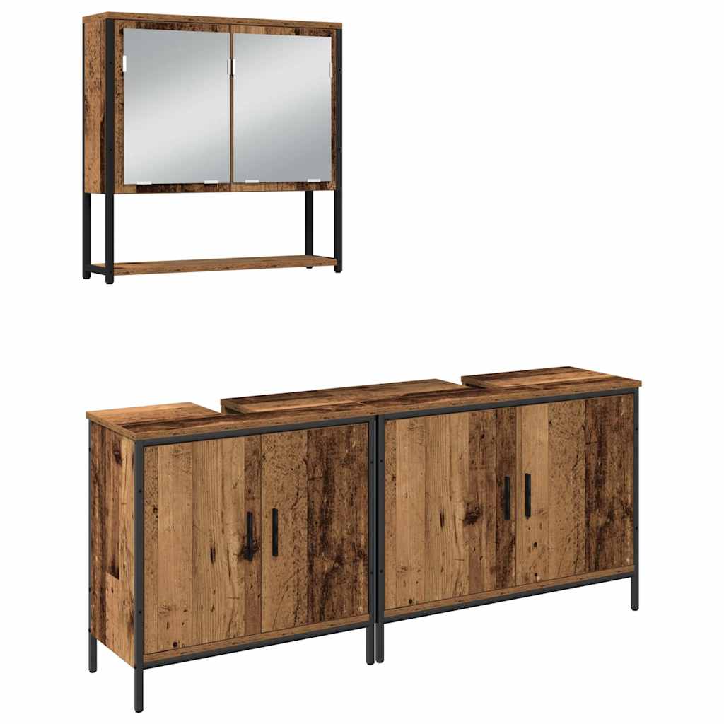 Badeværelsesmøbel sæt med opbevaring 3 pcs Brun 80 x 30 x 44 cm