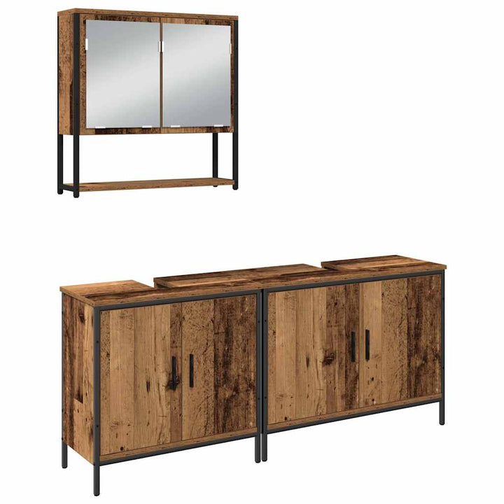 Badeværelsesmøbel sæt med opbevaring 3 pcs Brun 80 x 30 x 44 cm