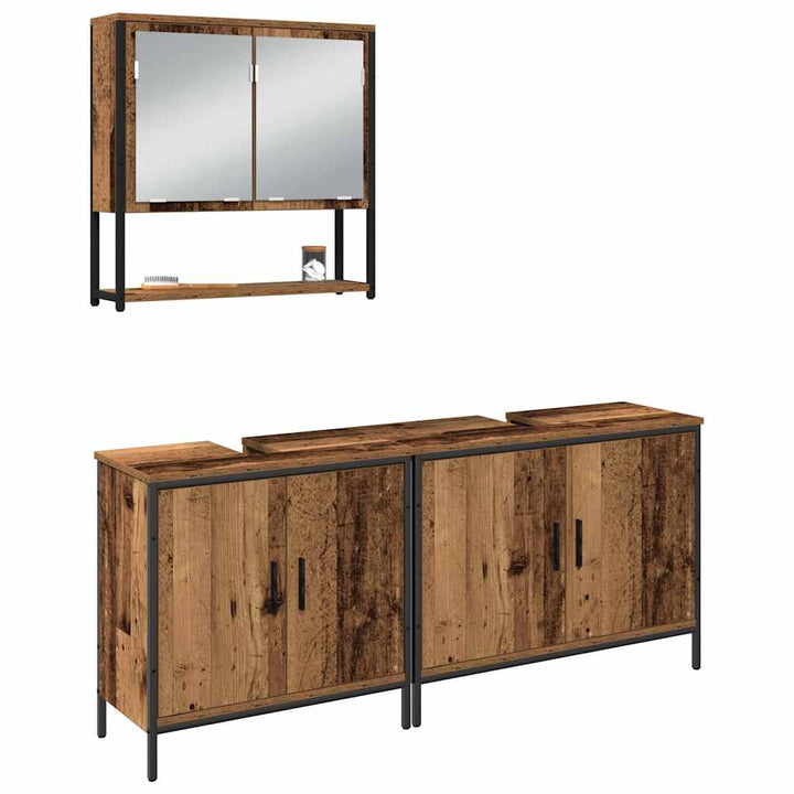 Badeværelsesmøbel sæt med opbevaring 3 pcs Brun 80 x 30 x 44 cm