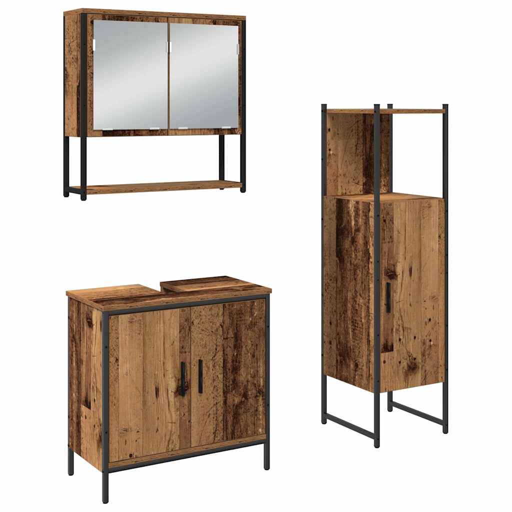 Badeværelsesmøbel sæt med dør 3 pcs Brun 33 x 33 x 102,5 cm