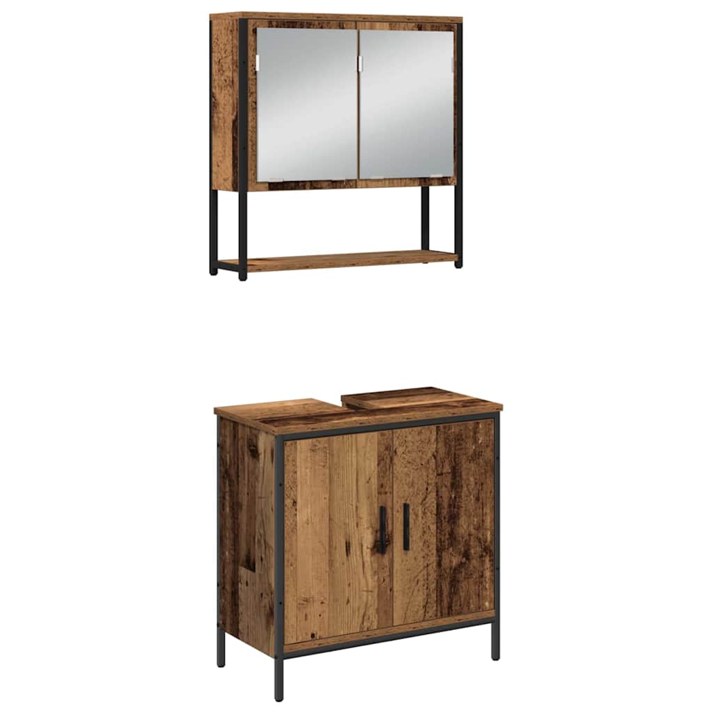 Badeværelsesmøbel sæt med dør 3 pcs Brun 33 x 33 x 102,5 cm