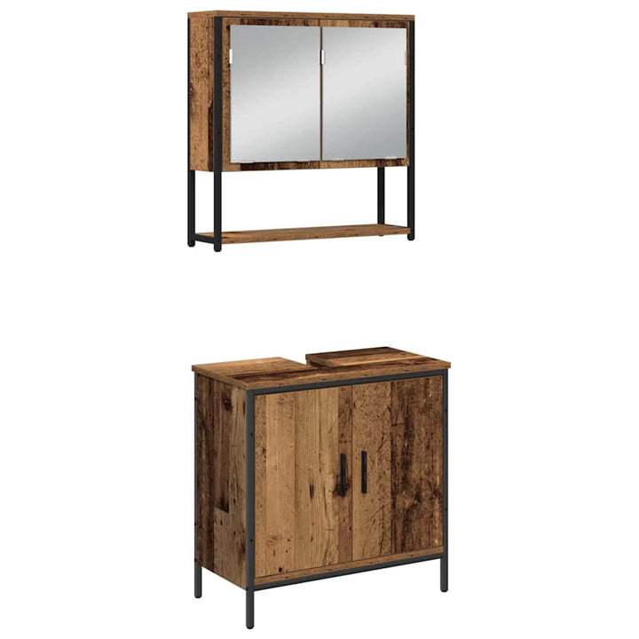 Badeværelsesmøbel sæt med dør 3 pcs Brun 33 x 33 x 102,5 cm