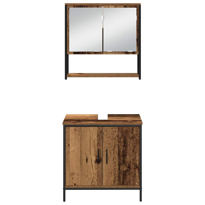 Badeværelsesmøbel sæt med dør 3 pcs Brun 33 x 33 x 102,5 cm