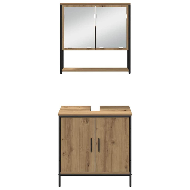 Badeværelsesmøbel sæt med dør 3 pcs Brun 33 x 33 x 102,5 cm
