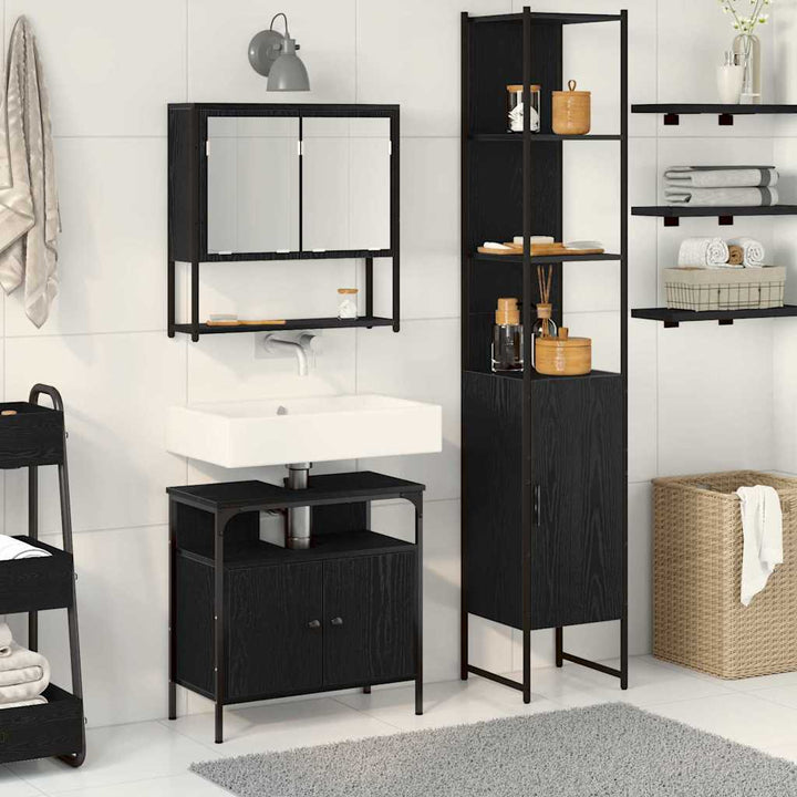 Badeværelsesmøbel sæt Andet 3 pcs Sort eg 33 x 33 x 185.5 cm