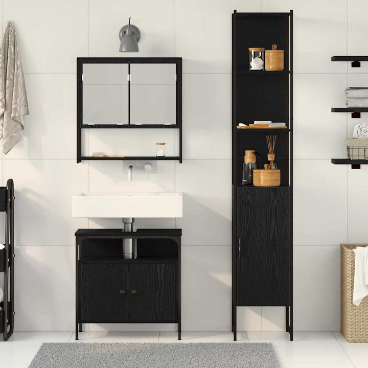 Badeværelsesmøbel sæt Andet 3 pcs Sort eg 33 x 33 x 185.5 cm