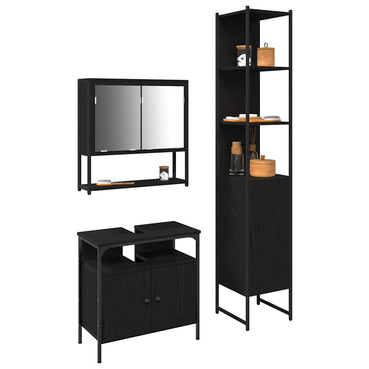 Badeværelsesmøbel sæt Andet 3 pcs Sort eg 33 x 33 x 185.5 cm