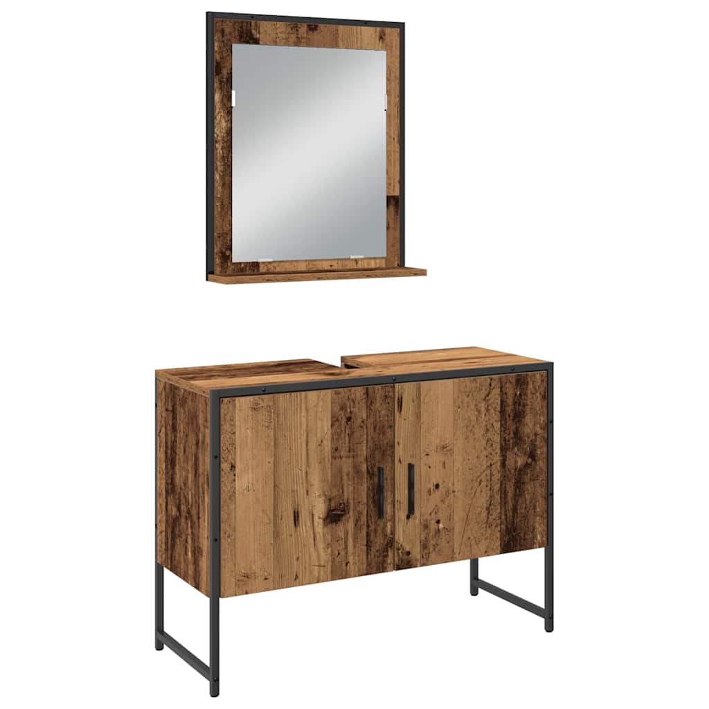 Badeværelsesmøbel sæt med dør 3 pcs Brun 33 x 33 x 102,5 cm