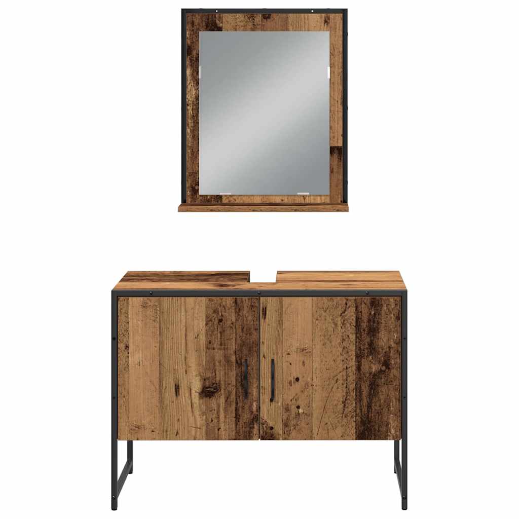 Badeværelsesmøbel sæt med dør 3 pcs Brun 33 x 33 x 102,5 cm