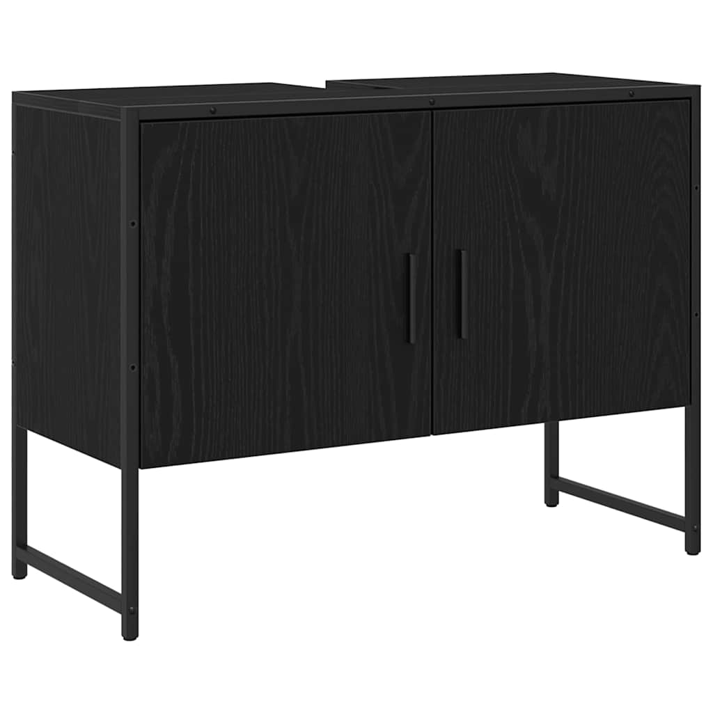 Badeværelsesmøbel sæt med dør 3 pcs Sort 33 x 33 x 102,5 cm