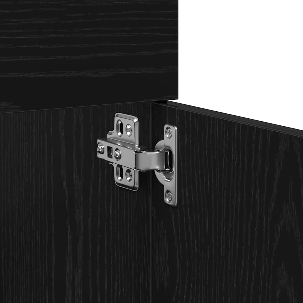 Badeværelsesmøbel sæt med dør 4 pcs Sort eg 30 x 30 x 130 cm