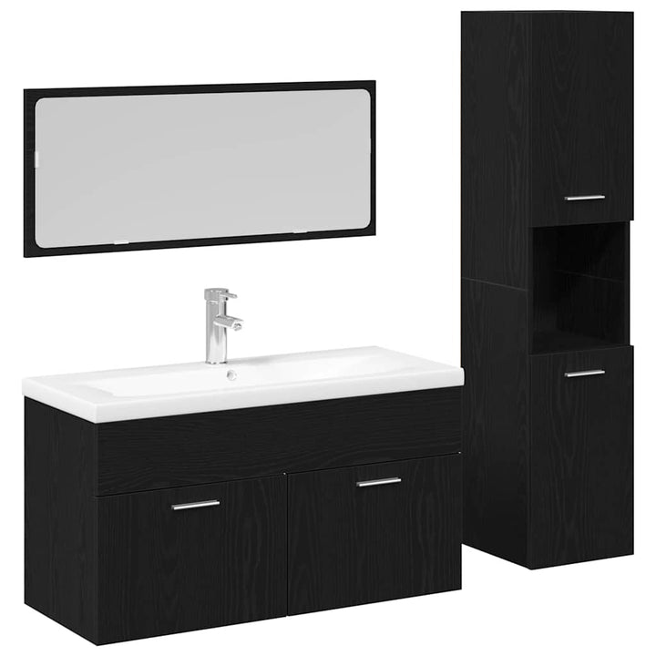 Badeværelsesmøbel sæt med dør 2 pcs Sort eg 90 x 38.5 x 46 cm