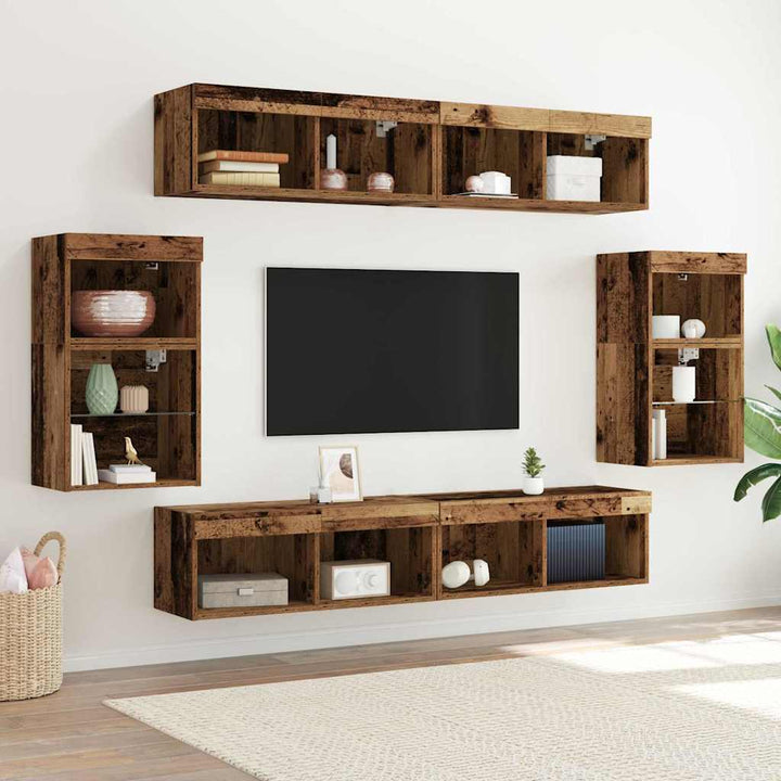 Underholdningscenter 8 pcs Gammelt træ 40 x 28.5 x 40 cm
