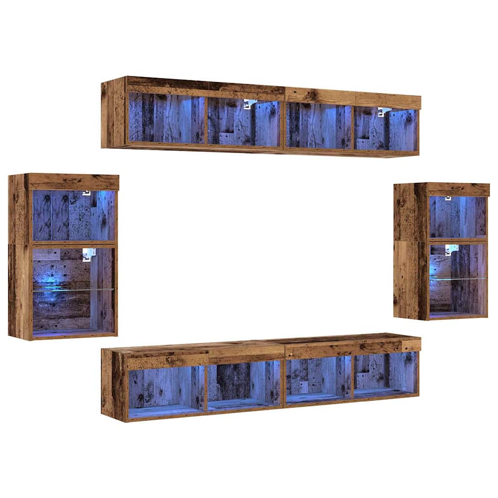 Underholdningscenter 8 pcs Gammelt træ 40 x 28.5 x 40 cm