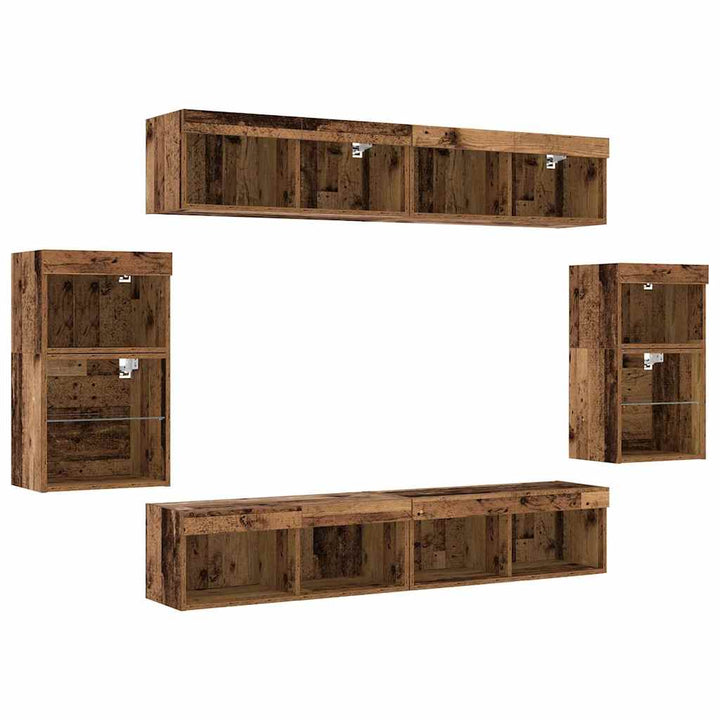 Underholdningscenter 8 pcs Gammelt træ 40 x 28.5 x 40 cm