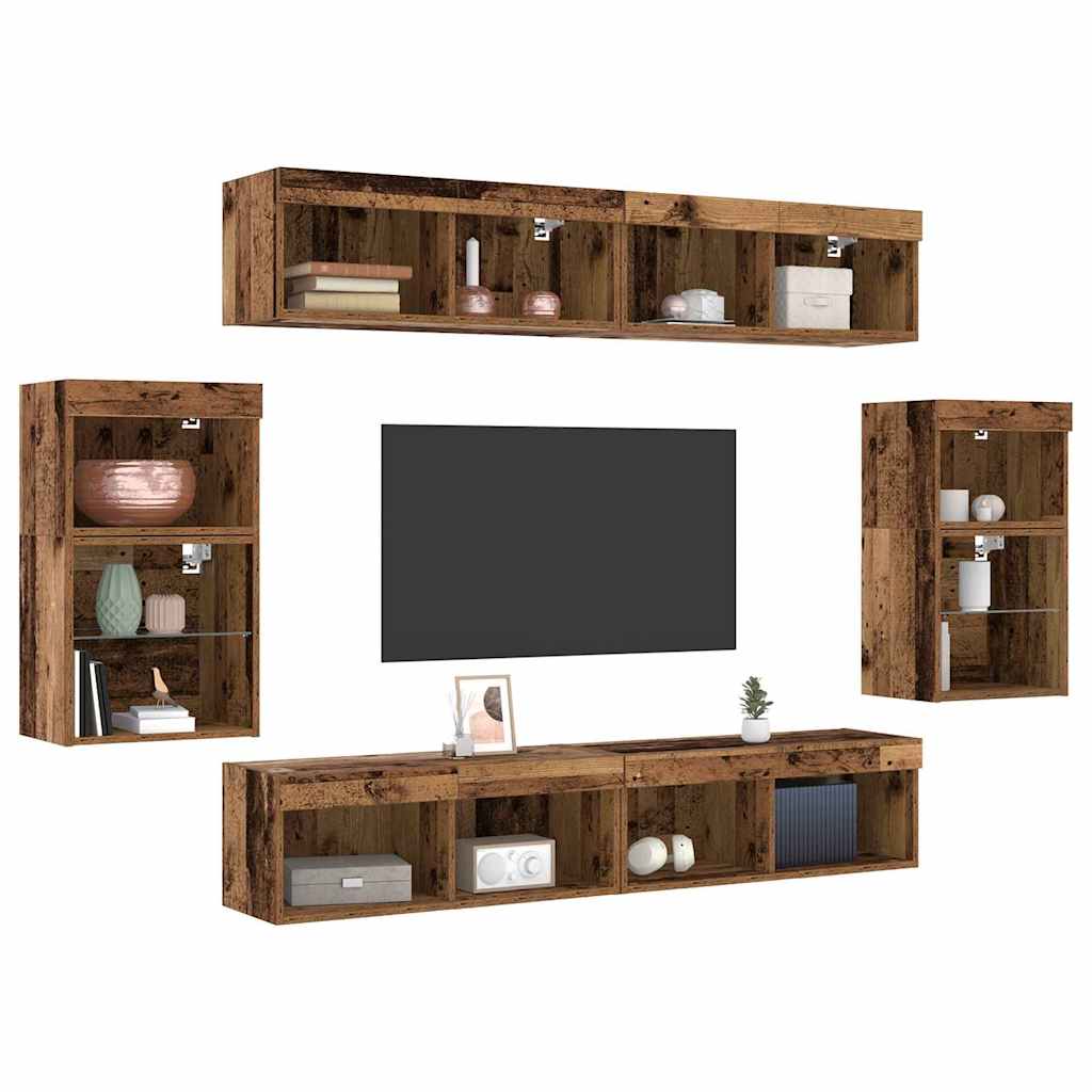 Underholdningscenter 8 pcs Gammelt træ 40 x 28.5 x 40 cm