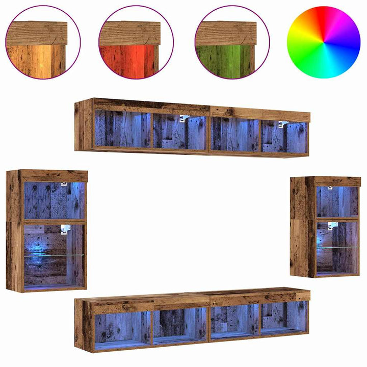 Underholdningscenter 8 pcs Gammelt træ 40 x 28.5 x 40 cm