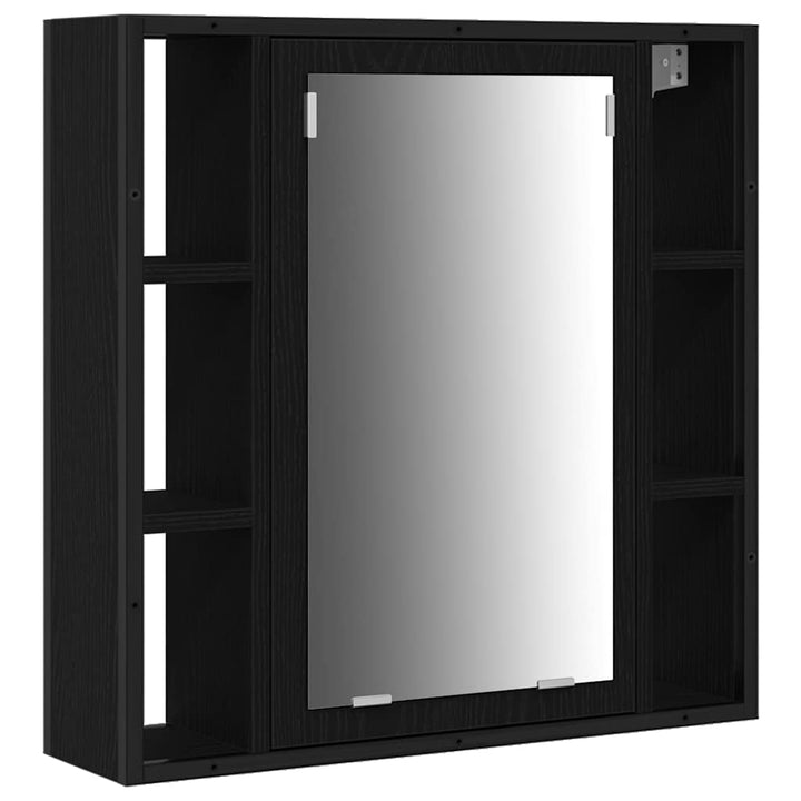 Badeværelsesskabsæt med hylde 3 pcs Sort eg 33 x 33 x 185.5 cm