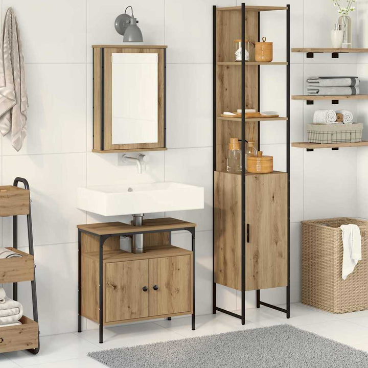 Badeværelsesmøbel sæt 3 pcs artisan eg 33 x 33 x 185.5 cm