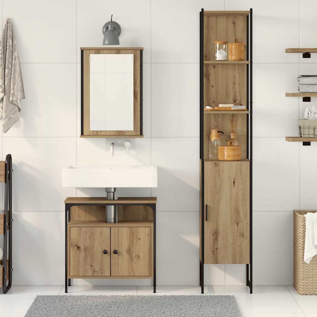 Badeværelsesmøbel sæt 3 pcs artisan eg 33 x 33 x 185.5 cm